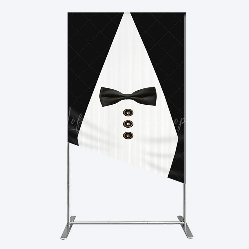 Lofaris Boss Suit Black White Happy Birthday Rectangle Backdrop
