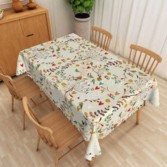 Lofaris Botanical Floral Rectangle Tablecloth Heart Flowers and Birds Dining Table Cover Decor