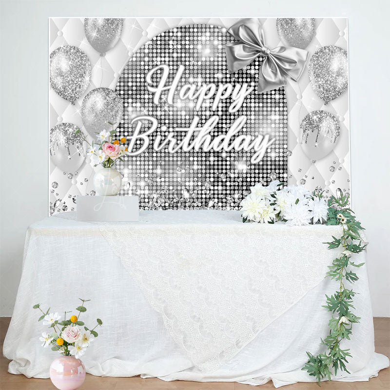 Lofaris Bow Balloon Bokeh Glitter Happy Birthday Backdrop