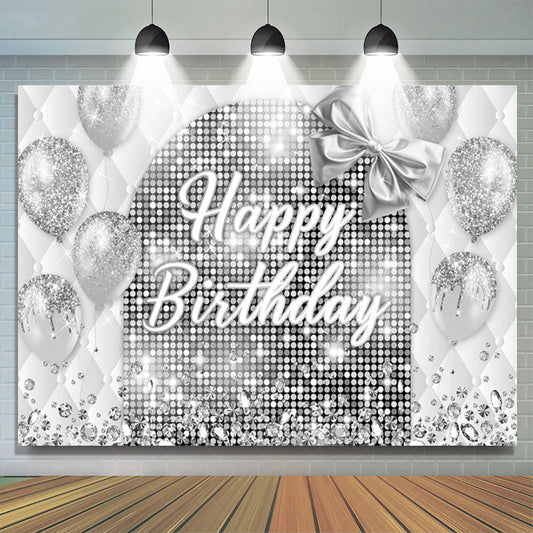 Lofaris Bow Balloon Bokeh Glitter Happy Birthday Backdrop