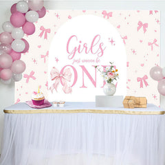 Lofaris Bow Girls Just Wanna Be One Pink Birthday Backdrop