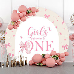 Lofaris Bow Girls Just Wanna Be One Round Birthday Backdrop
