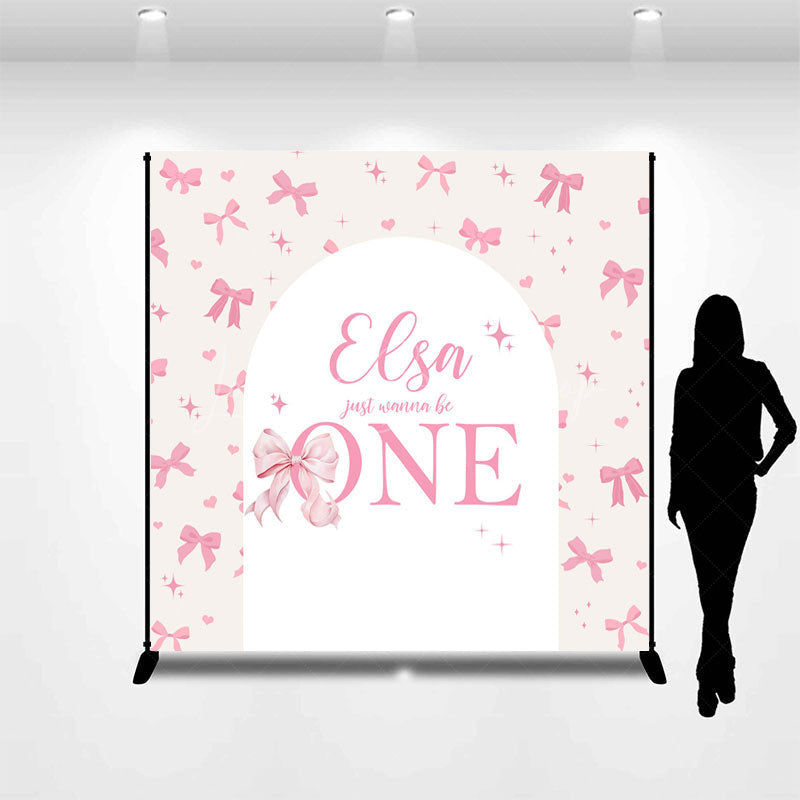 Lofaris Bow Just Wanna Be One Custom Name Birthday Backdrop
