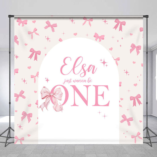 Lofaris Bow Just Wanna Be One Custom Name Birthday Backdrop