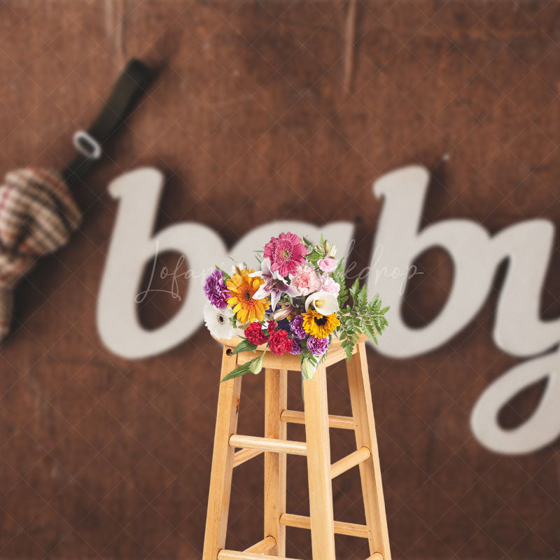 Lofaris Bow Tie Baby Wooden Birthday Cake Smash Backdrop