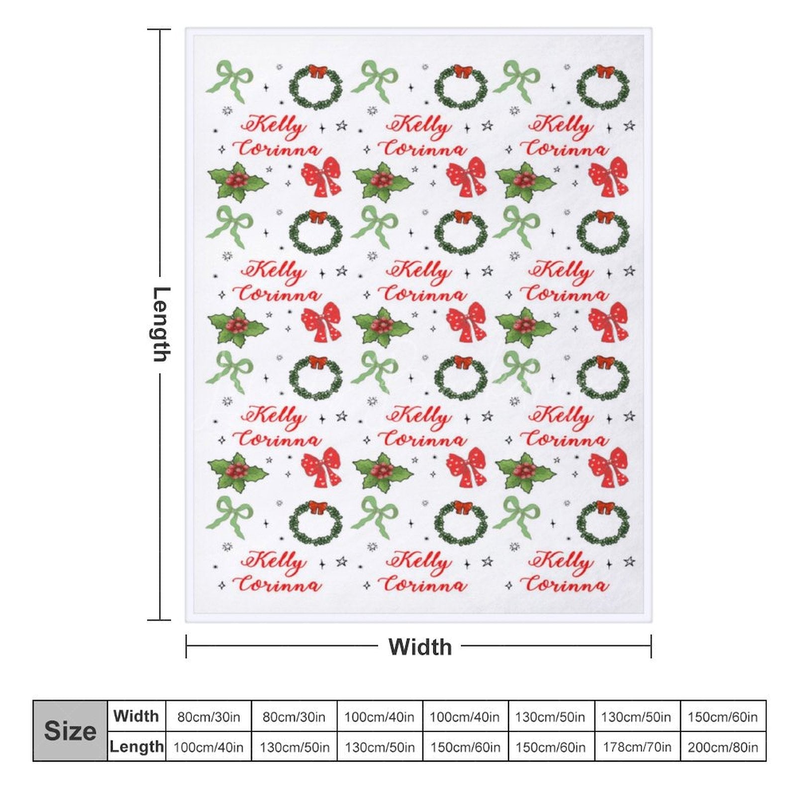 Lofaris Bow Tie Green Floral Christmas Custom Name Blanket