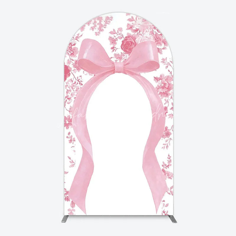 Lofaris Bow with Chinoiserie Floral Arch Backdrop Something Blue Elegant Wedding or Baby Shower Decor