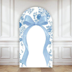 Lofaris Bow with Chinoiserie Floral Arch Backdrop Something Blue Elegant Wedding or Baby Shower Decor
