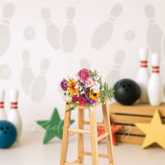 Lofaris Bowling Star White Wall Sport Cake Smash Backdrop