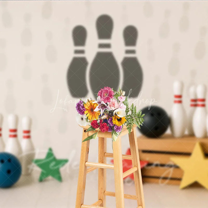 Lofaris Bowling Strike and Pins Photo Backdrop Let is Roll Birthday Photography Background for Boys