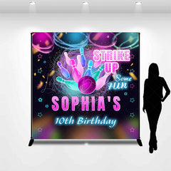 Lofaris Bowling Strike Up Custom Name 10th Birthday Backdrop