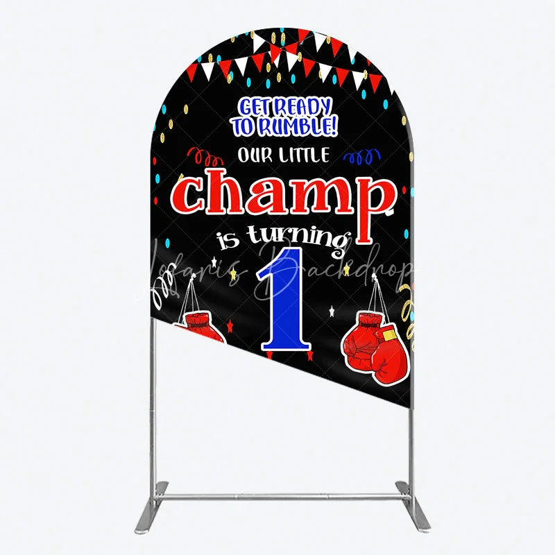 Lofaris Boxing 1st Birthday Arch Backdrop Little Champ Party Decoration Red Blue Glove Sport Background
