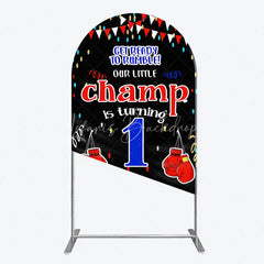 Lofaris Boxing 1st Birthday Arch Backdrop Little Champ Party Decoration Red Blue Glove Sport Background