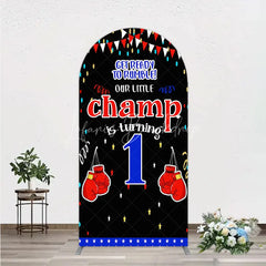 Lofaris Boxing 1st Birthday Arch Backdrop Little Champ Party Decoration Red Blue Glove Sport Background