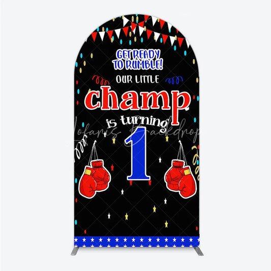 Lofaris Boxing 1st Birthday Arch Backdrop Little Champ Party Decoration Red Blue Glove Sport Background