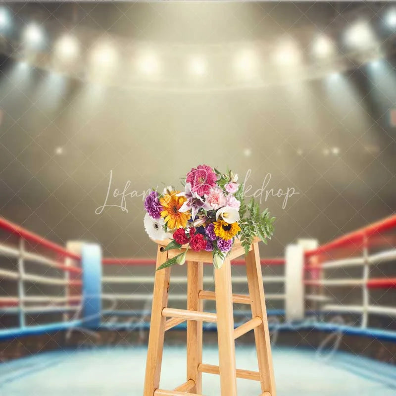 Lofaris Boxing Ring Ropes Arena Photography Backdrop Wrestling Match Stadium Light Stage Background