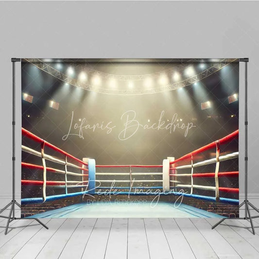Lofaris Boxing Ring Ropes Arena Photography Backdrop Wrestling Match Stadium Light Stage Background