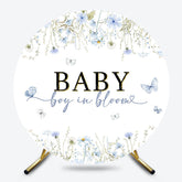 Lofaris Boy In Bloom Blue Wildfloral Butterfly Round Backdrop