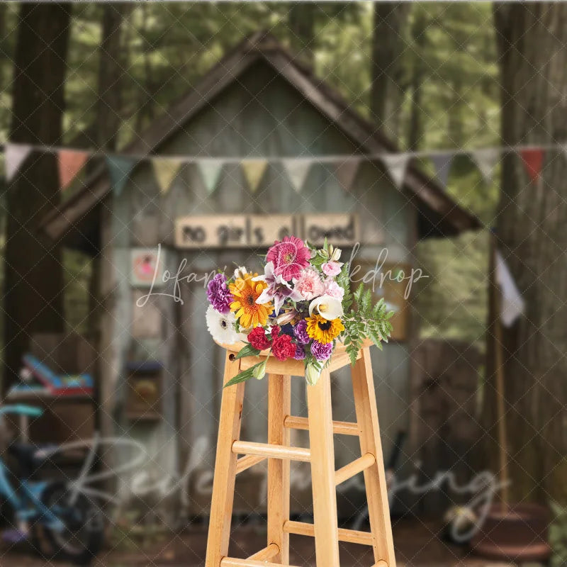 Lofaris Boys Forest Treehouse Fort Photography Backdrop Rustic Wooden Cabin Adventure Studio Background