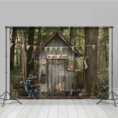 Lofaris Boys Forest Treehouse Fort Photography Backdrop Rustic Wooden Cabin Adventure Studio Background
