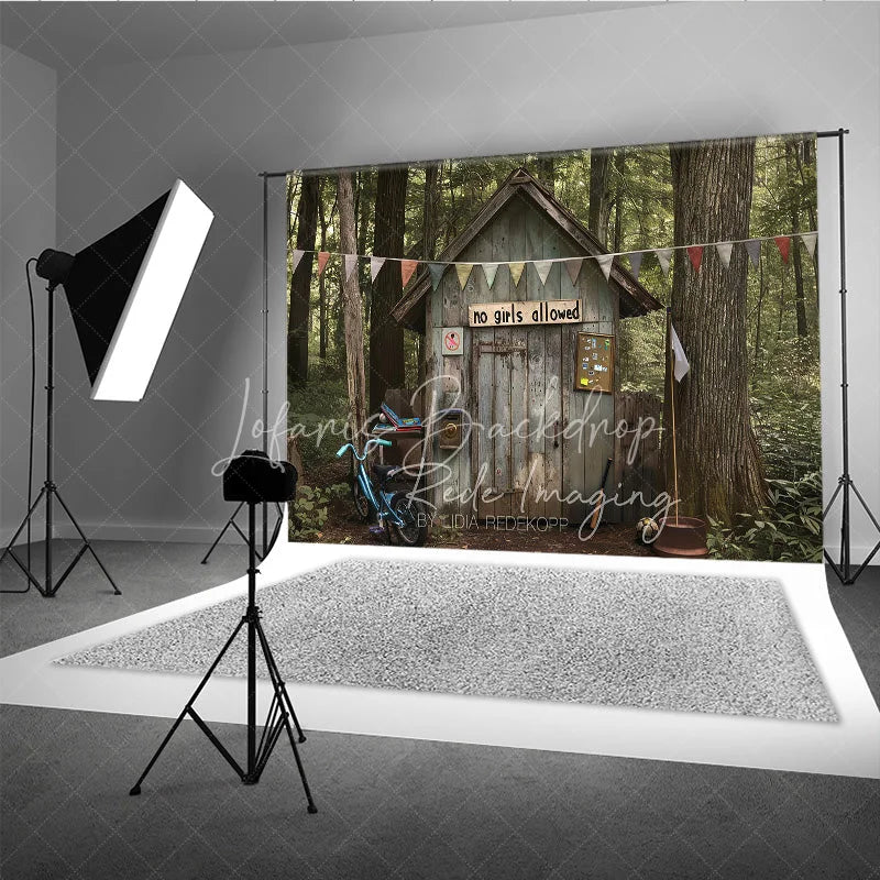 Lofaris Boys Forest Treehouse Fort Photography Backdrop Rustic Wooden Cabin Adventure Studio Background
