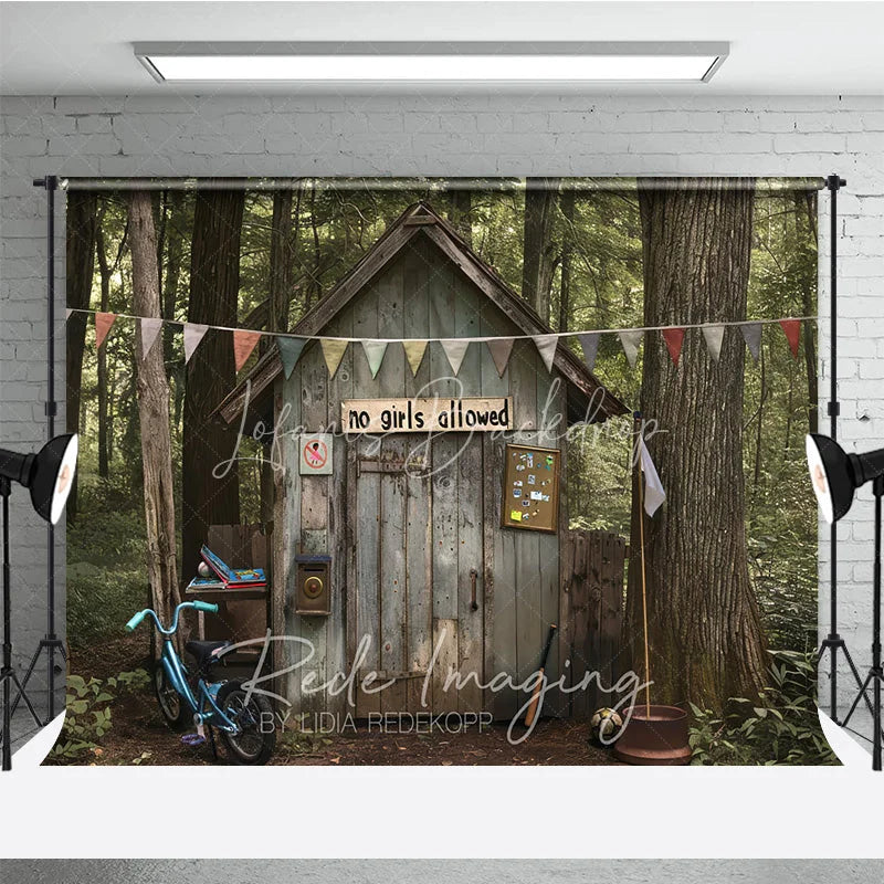 Lofaris Boys Forest Treehouse Fort Photography Backdrop Rustic Wooden Cabin Adventure Studio Background