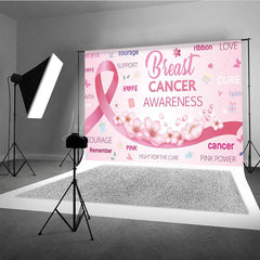 Lofaris Breast Cancer Awareness Backdrop with Pink Ribbon Hope Faith and Courage Support for Fundraiser Event Decor
