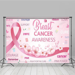 Lofaris Breast Cancer Awareness Backdrop with Pink Ribbon Hope Faith and Courage Support for Fundraiser Event Decor