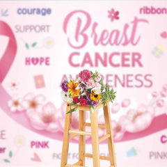 Lofaris Breast Cancer Awareness Backdrop with Pink Ribbon Hope Faith and Courage Support for Fundraiser Event Decor