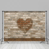 Lofaris Brick Heart Retro Wall Sweet Wood Wedding Backdrop