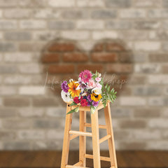 Lofaris Brick Heart Retro Wall Sweet Wood Wedding Backdrop