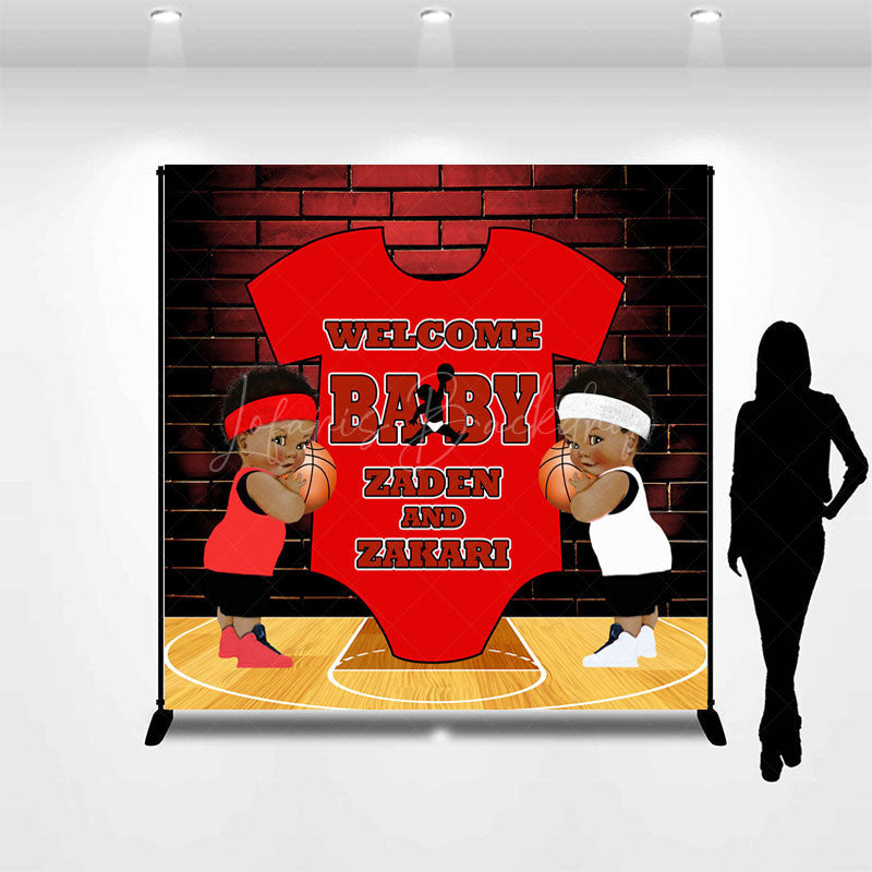 Lofaris Bricks Basketball Custom Twins Baby Shower Backdrop