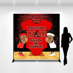 Lofaris Bricks Basketball Custom Twins Baby Shower Backdrop