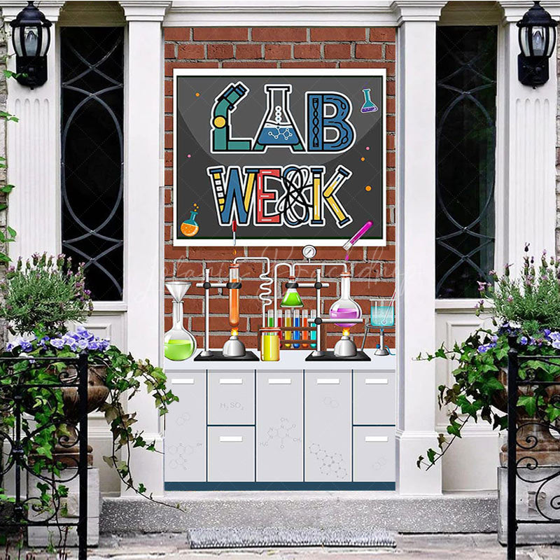 Lofaris Bricks Wall Chemical Reagents Lab Week Door Cover