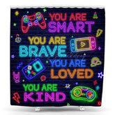 Lofaris Bricks Wall Neon Game Console Birthday Shower Curtain