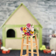 Lofaris Bricks Wall Outdoor Pet Cabin Snacks Photo Backdrop