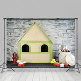 Lofaris Bricks Wall Outdoor Pet Cabin Snacks Photo Backdrop