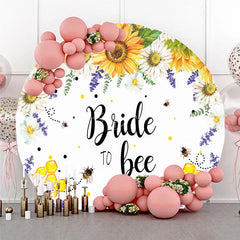Lofaris Bride to Bee Floral Round Backdrop with Sunflowers and Daisies Yellow White Bridal Shower Party Decor
