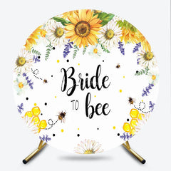 Lofaris Bride to Bee Floral Round Backdrop with Sunflowers and Daisies Yellow White Bridal Shower Party Decor