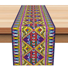 Lofaris Bright Aztec Table Runner with Faux Knitted Tribal Pattern for Colorful Southwest Dining Room Decor