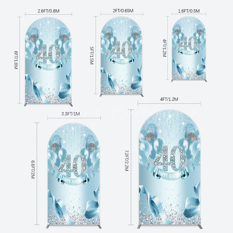 Lofaris Bright Blue Glitter Balloon Birthday Arch Backdrop