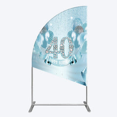 Lofaris Bright Blue Glitter Balloon Birthday Half Moon Arch Backdrop