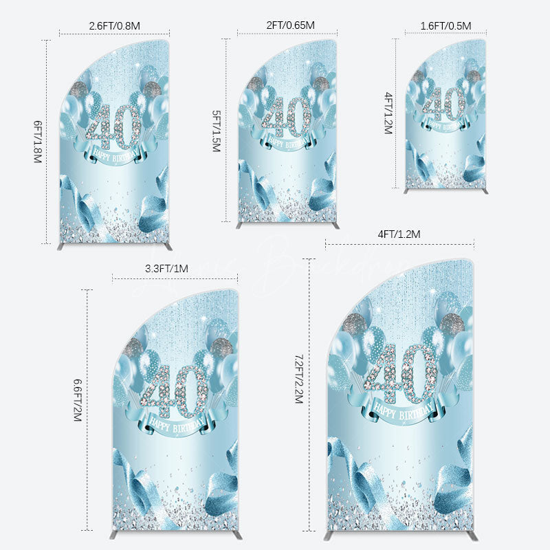 Lofaris Bright Blue Glitter Balloon Birthday Half Moon Arch Backdrop