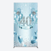 Lofaris Bright Blue Glitter Balloon Birthday Rectangle Backdrop