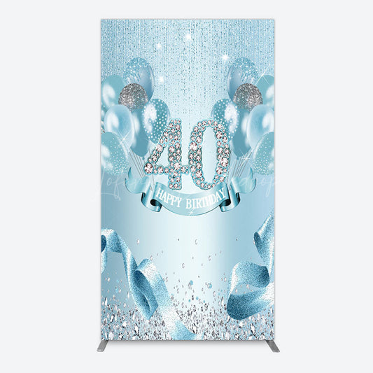 Lofaris Bright Blue Glitter Balloon Birthday Rectangle Backdrop