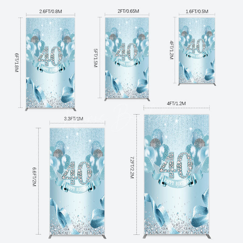 Lofaris Bright Blue Glitter Balloon Birthday Rectangle Backdrop