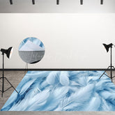 Lofaris Bright Blue White Soft Feathers Fabric Floor Backdrop