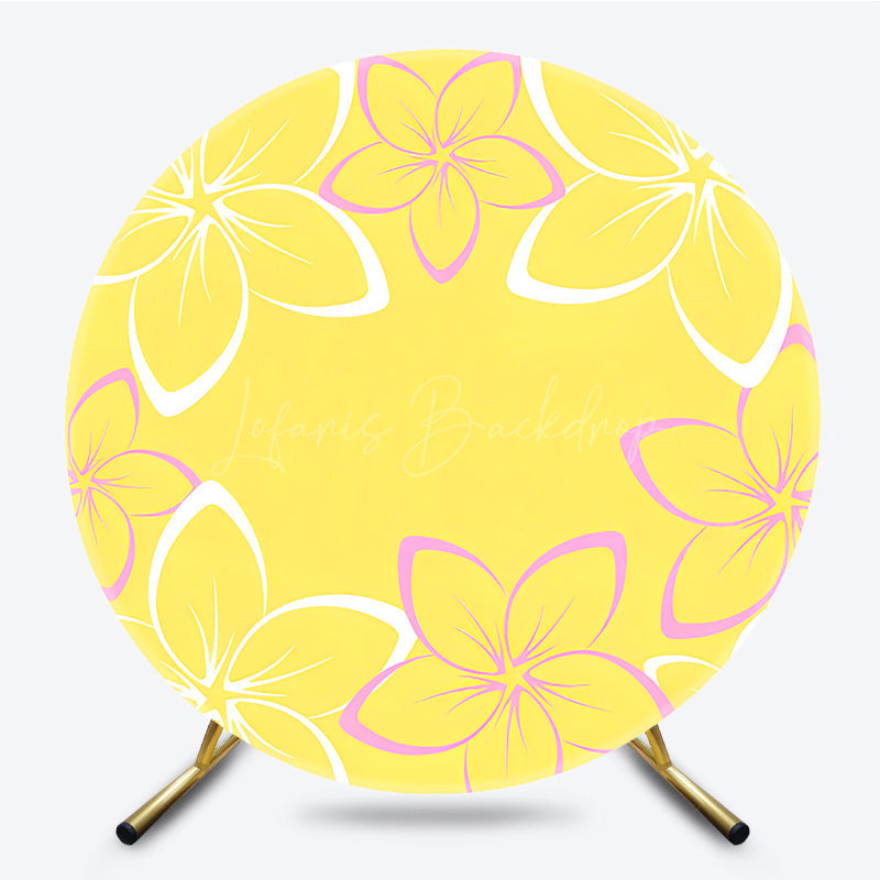 Lofaris Bright Color Floral Hawaii Summer Round Backdrop