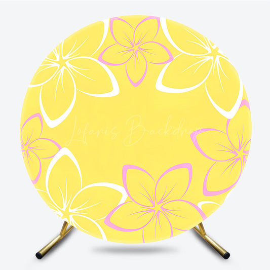 Lofaris Bright Color Floral Hawaii Summer Round Backdrop