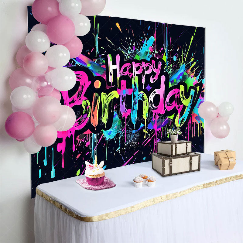 Lofaris Bright Color Pop Style Graffiti Birthday Backdrop